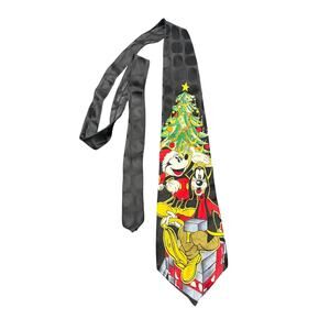 Vintage Disney Mickey Unlimited Mickey Mouse & Goofy Christmas Tie 100% Silk